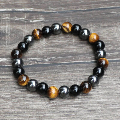 Black Obsidian Tiger Eye Stone Bracelet Beads Nacrystal