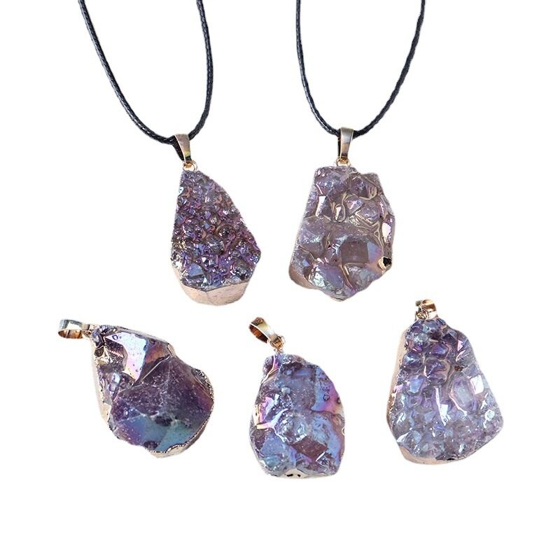 Aura Raw Amethyst Cluster Necklace Wholesale