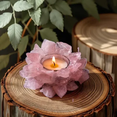 Citrine Rose Quartz Fluorite Amethyst Artificial Crystal Candle Holder 5