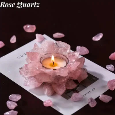 Citrine Rose Quartz Fluorite Amethyst Artificial Crystal Candle Holder 6