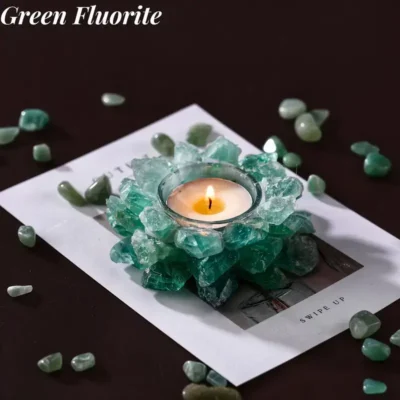 Citrine Rose Quartz Fluorite Amethyst Artificial Crystal Candle Holder 7