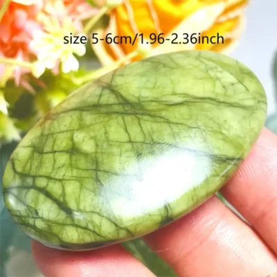 Oval Shaped Serpentine Palm Stone Green Jasper 4