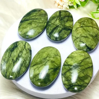 Oval-Shaped Serpentine Palm Stone Green Jasper (7)