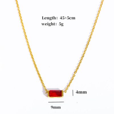 Simple Square Pendant Birthstone Necklace Gold Plated Bracelet 3