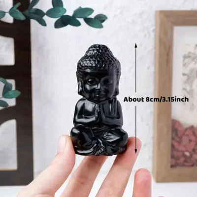 Youngsters Black Obsidian Buddha Carving Craft 3