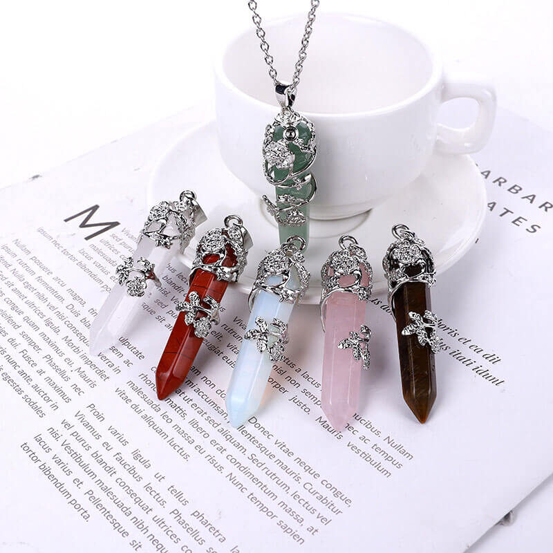 Crystal Choker Flower Wrapped Necklaces