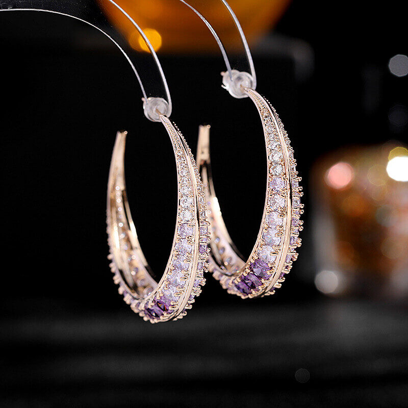 Crystal Hoop Earrings C-shaped Fashion Earrings