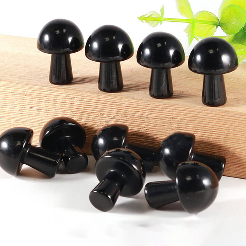 Mushroom Crystal Black Obsidian