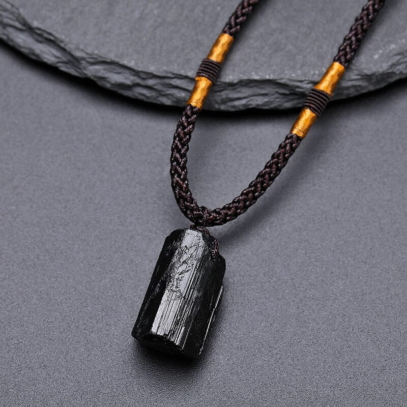 Raw Black Tourmaline Necklace Pendant