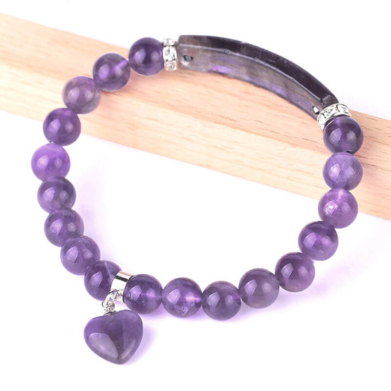 amethyst bracelet beads heart