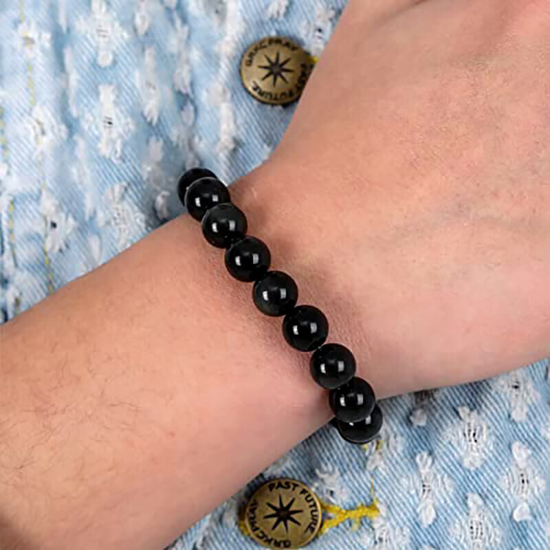 black obsidian bracelet beads
