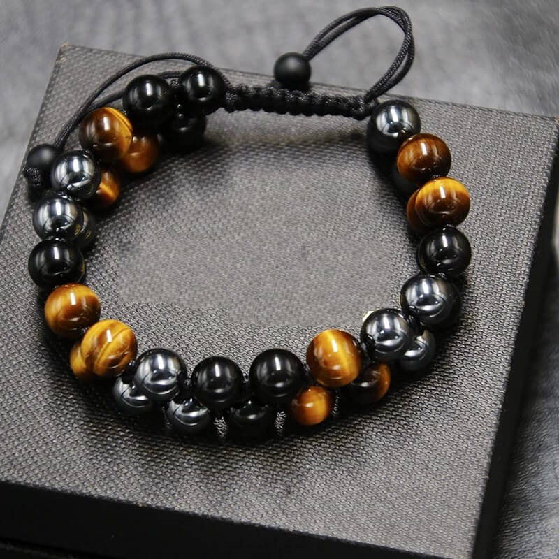 black obsidian tiger eye bracelet