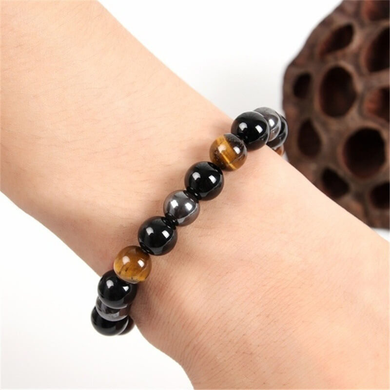 black obsidian tiger eye stone bracelet