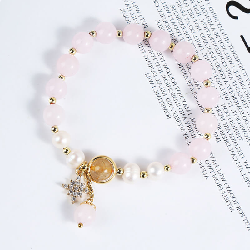 rose quartz bracelet pearl Beads