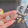 Daisy Flower Crystal Earrings