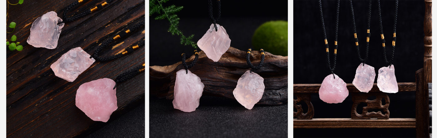Rose Quartz Necklace Raw Stone