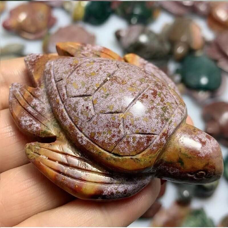 Ocean Jasper Crystal Carved Sea Turtle