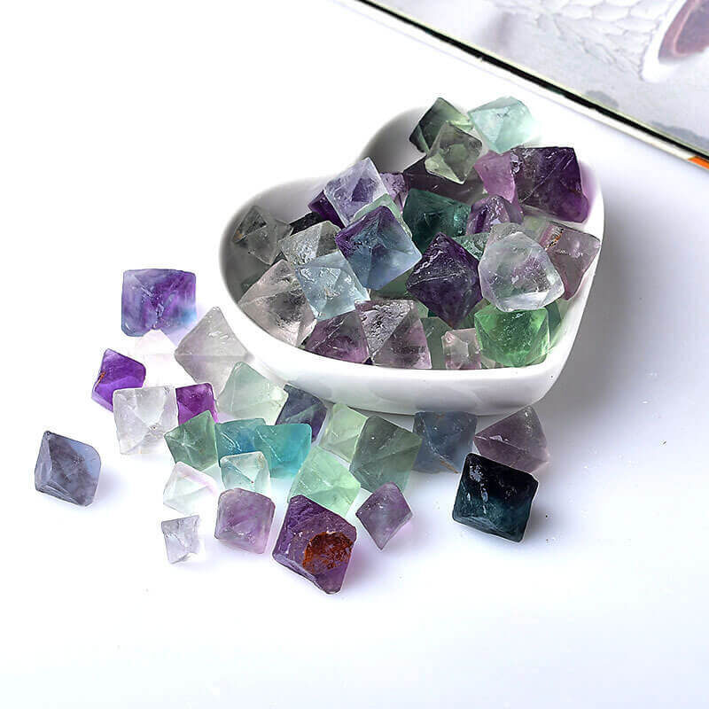 Rainbow Fluorite Crystal Octahedron Stones