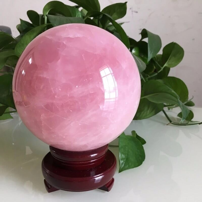 Rose Quartz Crystal Healing Sphere With Base