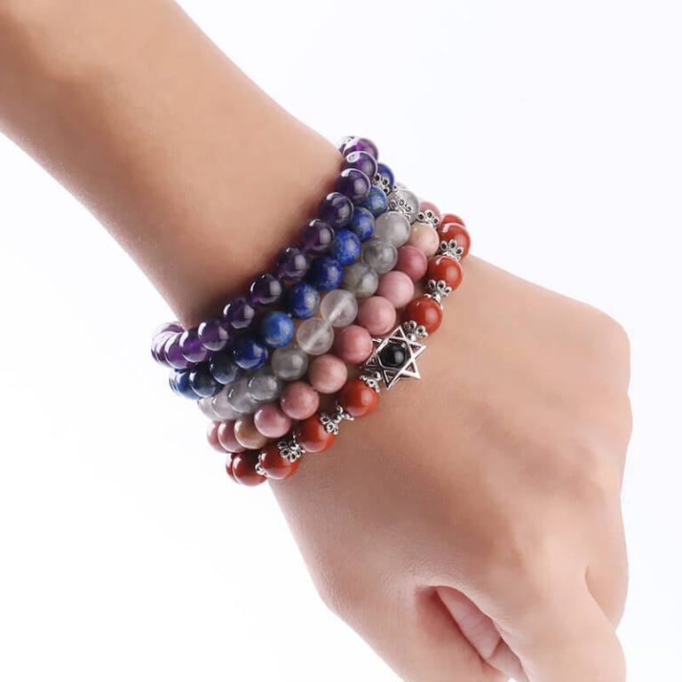 Stupa Buddha Charm Black Obsidian Tiger Eye Handmade 108 Bead Mala Necklace main image 1