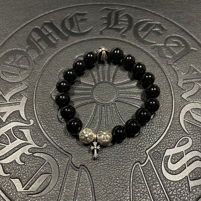 black obsidian bracelet cross beads