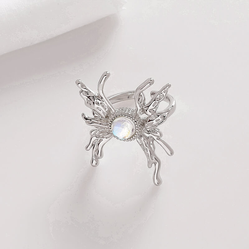 crystal ring moonstone butterfly
