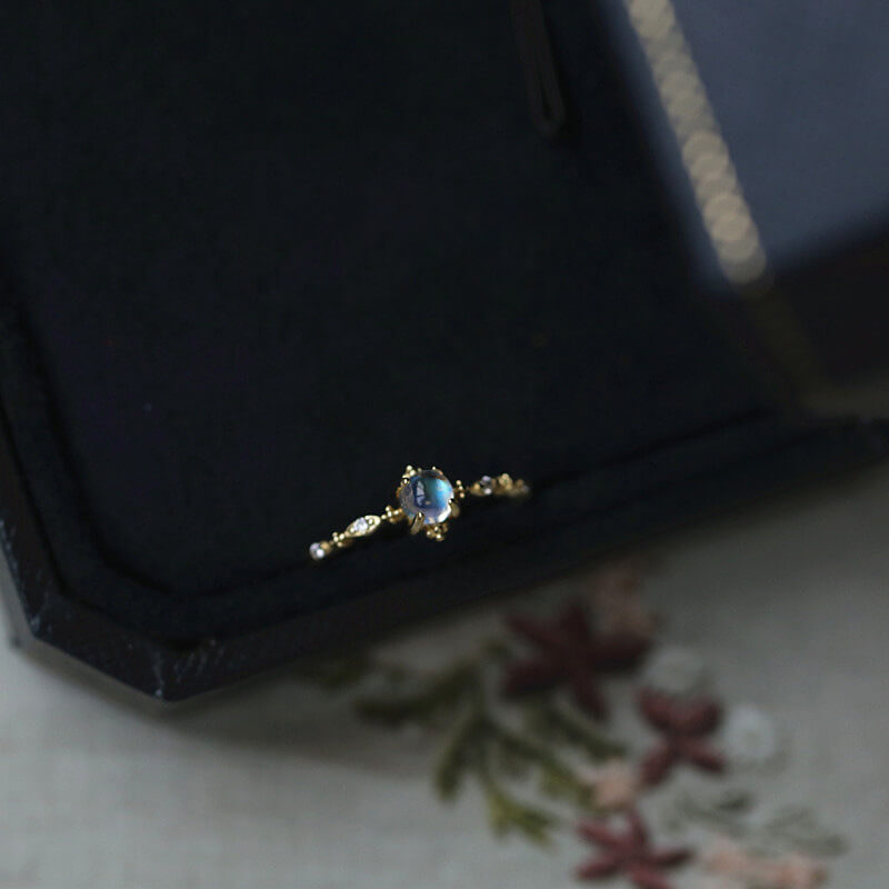 crystal ring moonstone gold plated