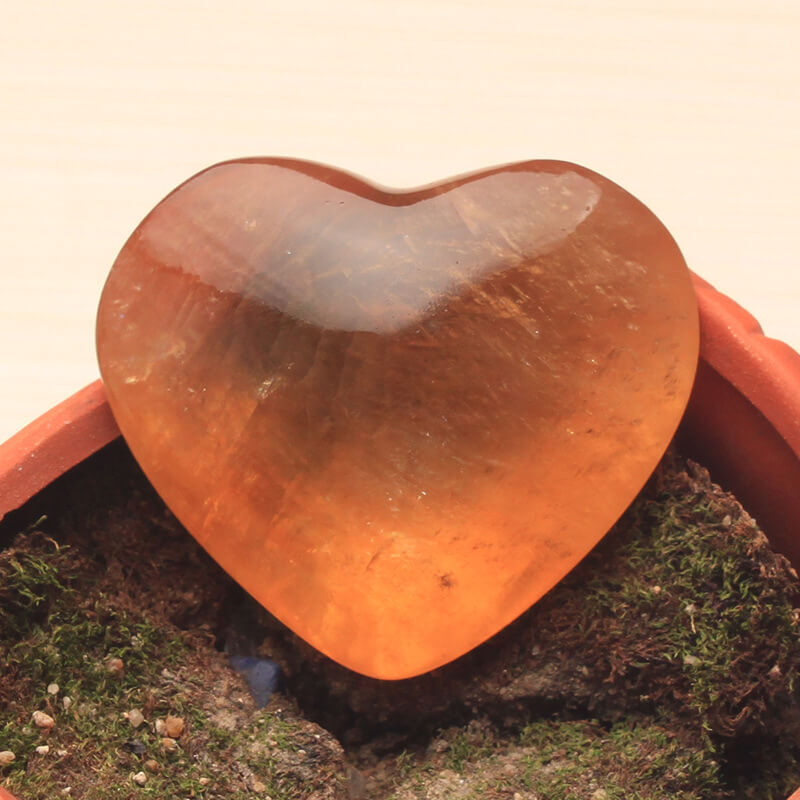 Orange Calcite Heart Crystal Stone