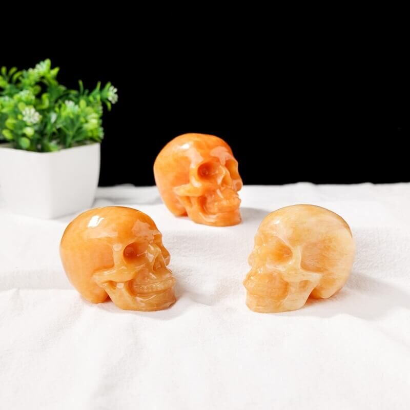 Yellow Calcite 3“ Skull Carving Crystal Stone