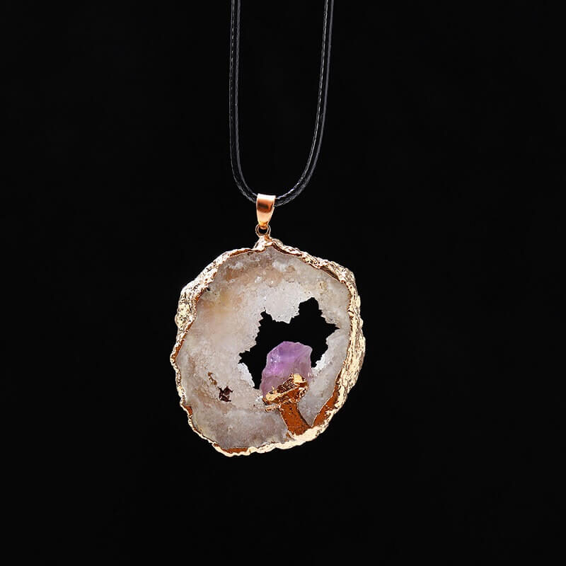 Colored Crystal Cluster Agate Cave Pendant