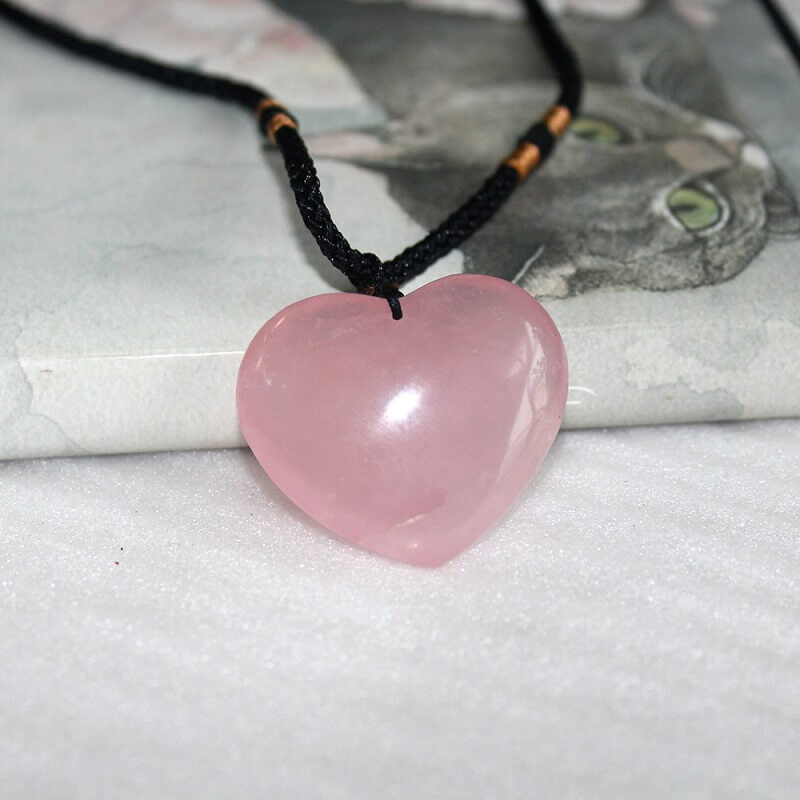 Healing Rose Quartz Heart Crystal Pendant