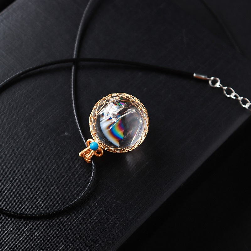 Rainbow Clear Quartz Ball Crystal Necklace