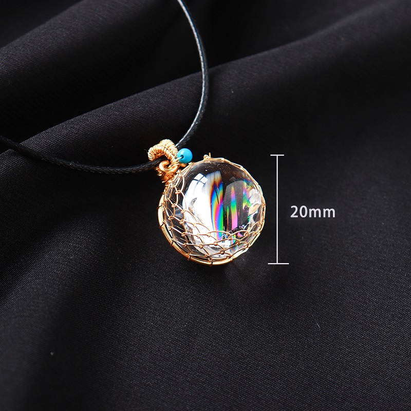 Rainbow Clear Quartz Ball Crystal Necklace