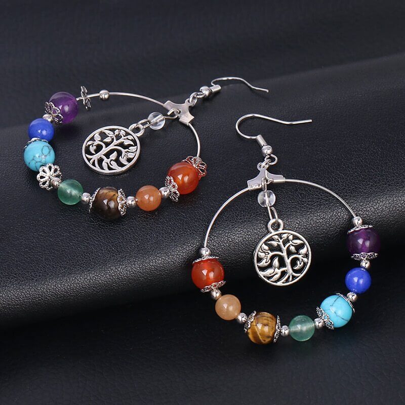 7 Color Bead Crystal Gemstone Earrings