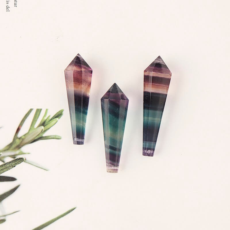 Natural Rainbow Fluorite Point Necklace Crystal