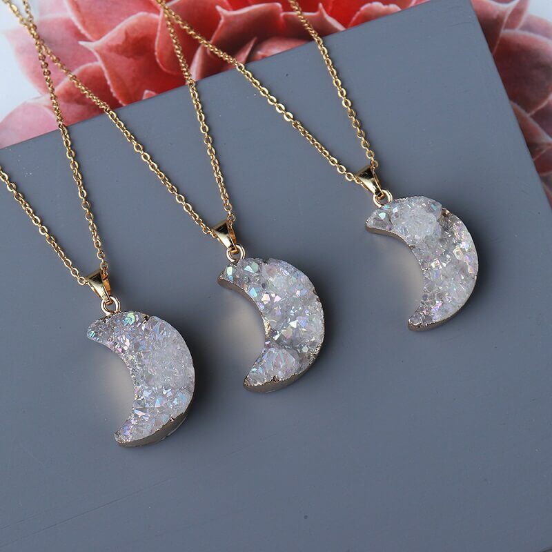 Plating Moon Cluster Necklace For Woman