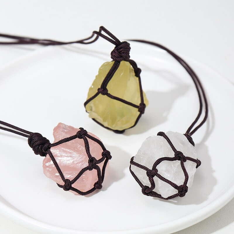 Reiki Net Pocket Pendant Crystal Necklace