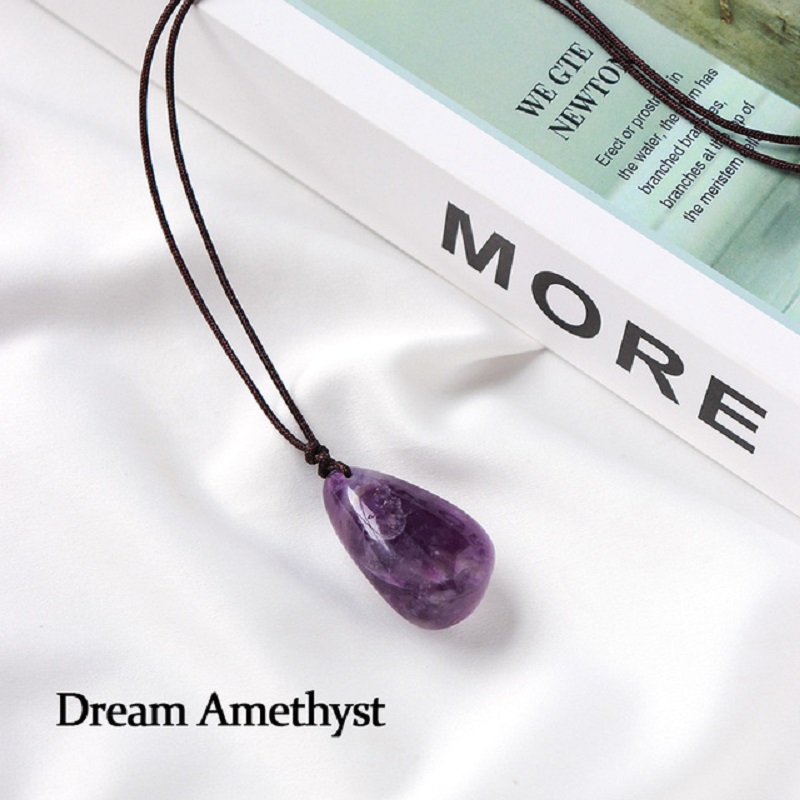 Gemstone necklace AMETHYST healing stone crystal jewelry black cord  spiritual | eBay
