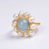 aquamarine ring flower pearl