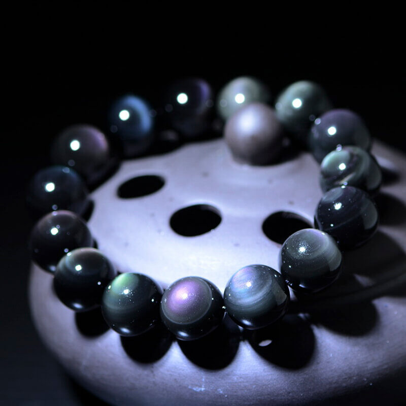 black rainbow obsidian bracelet beads
