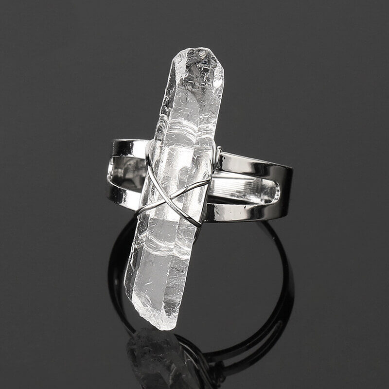 crystal ring raw clear quartz