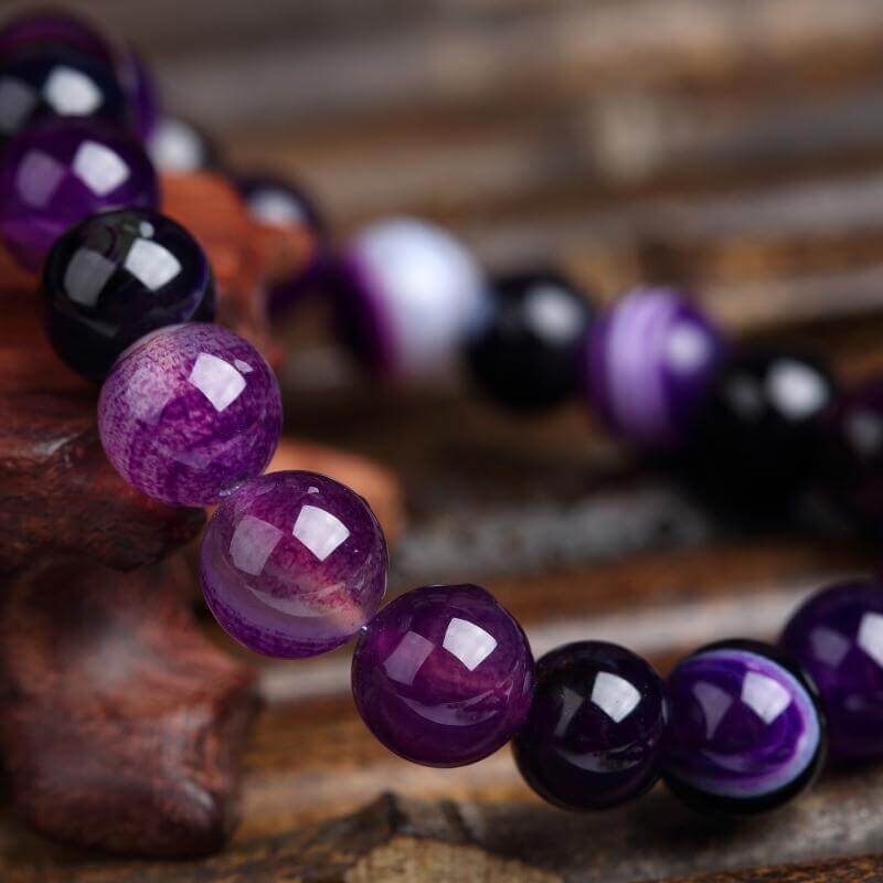 purple agate bracelet striped beads