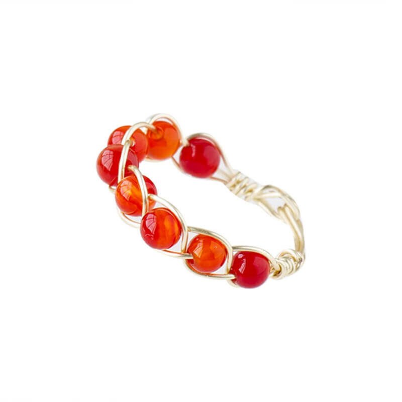 red agate ring braided beads
