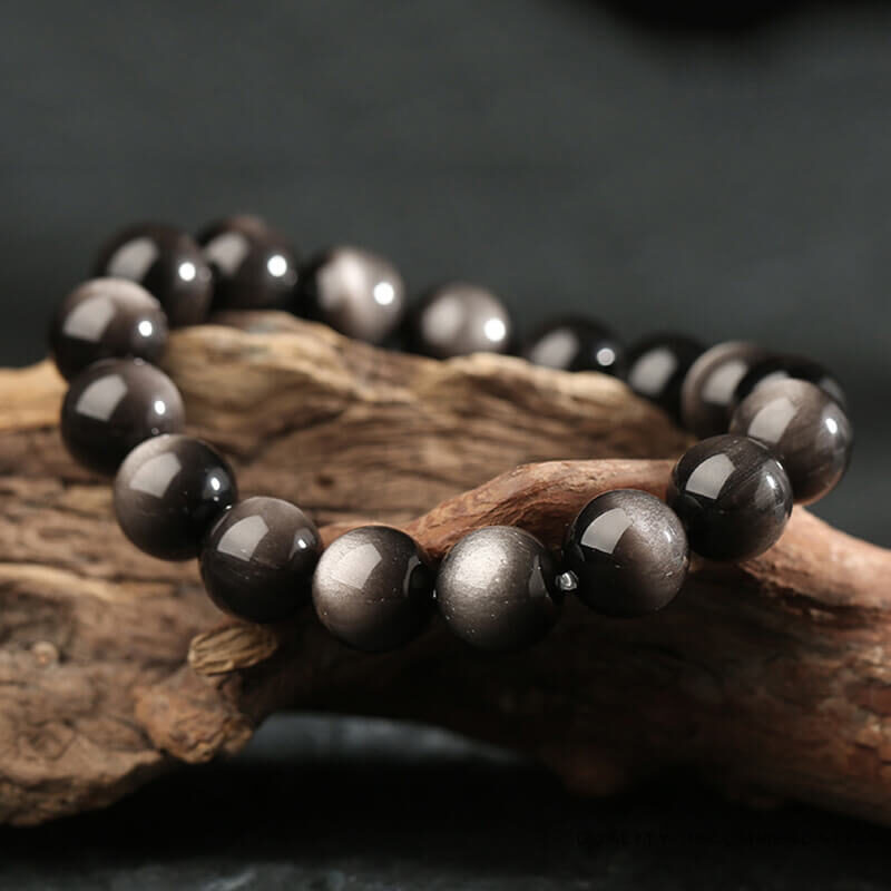 silver obsidian bracelet beads