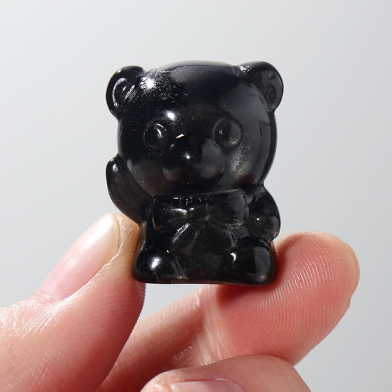 gold obsidian mini teddy bear