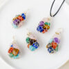 Coloured Crystal Tumbled Stones Necklace Copper Wire Mesh