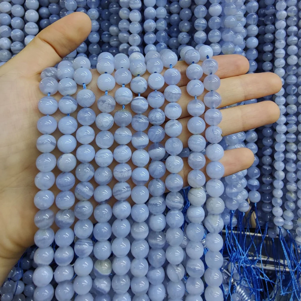 4 12mm Blue Lace Agate Beads Wholesale 4