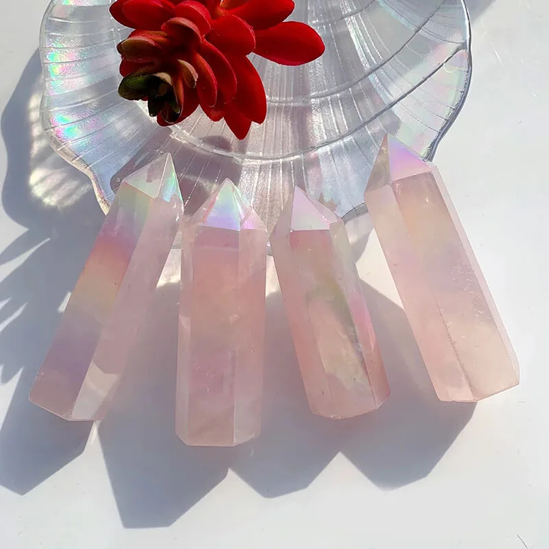 Angel Aura Rose Quartz Tower Wholesale Crystals