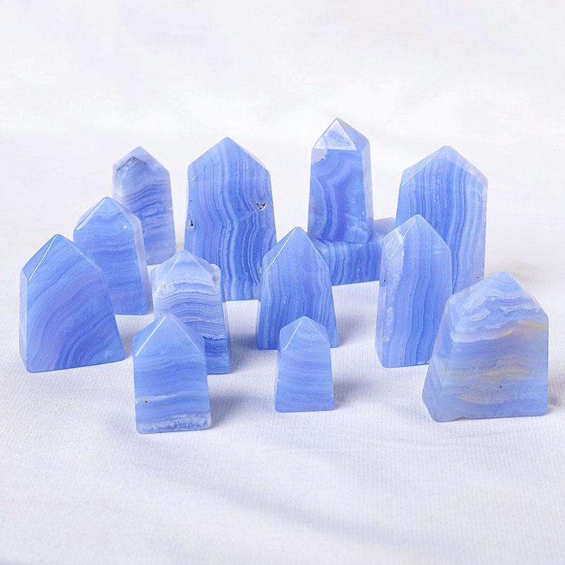 Blue Lace Agate Tower Point Four Faceted