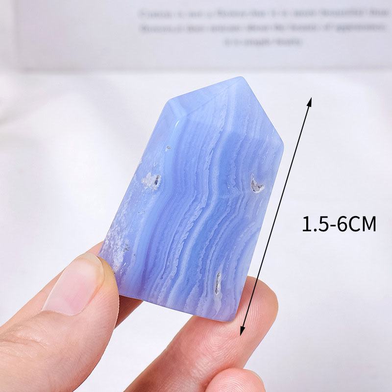 Blue Lace Agate Tower Point Four Faceted - Image 5